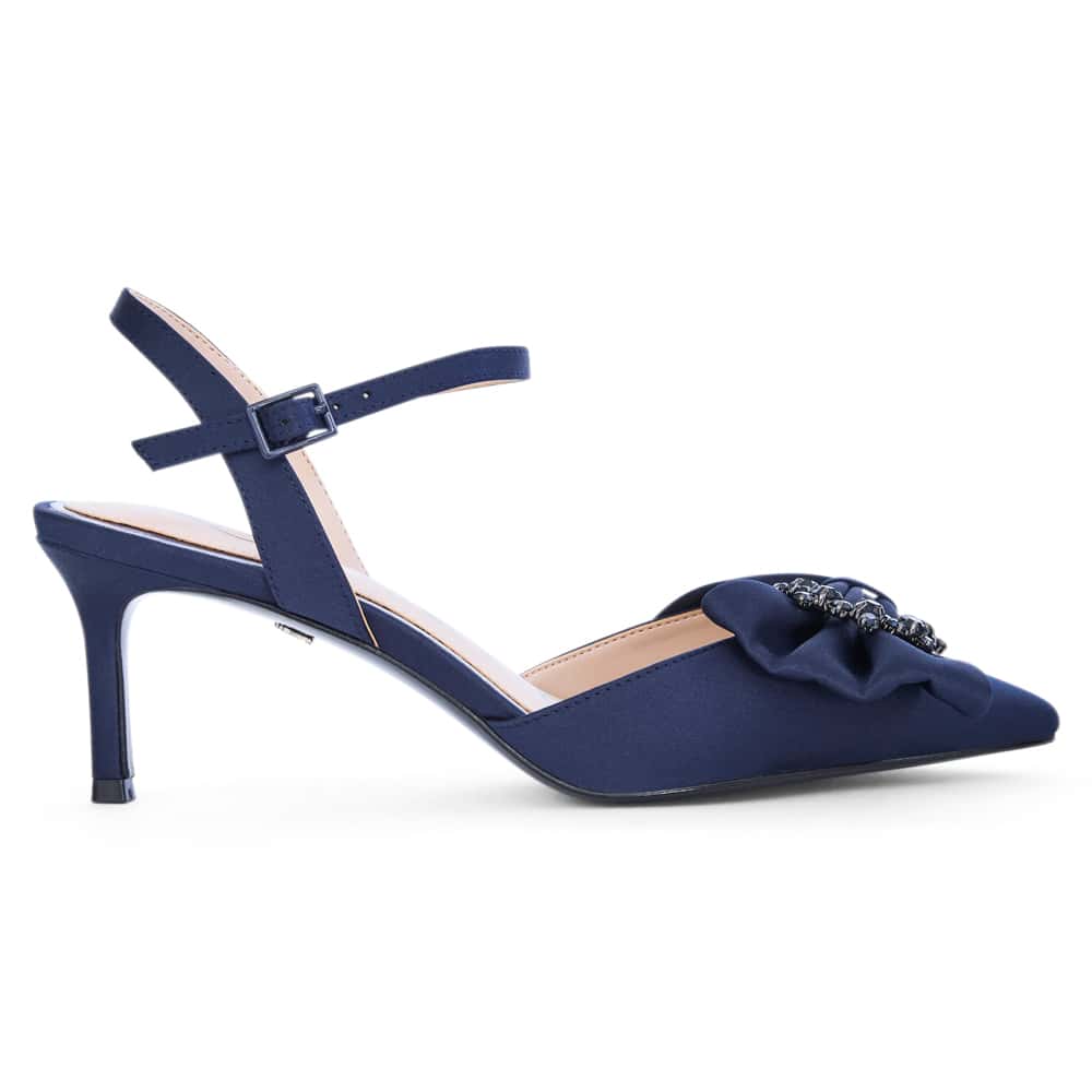 Naomia Heel in Navy Satin