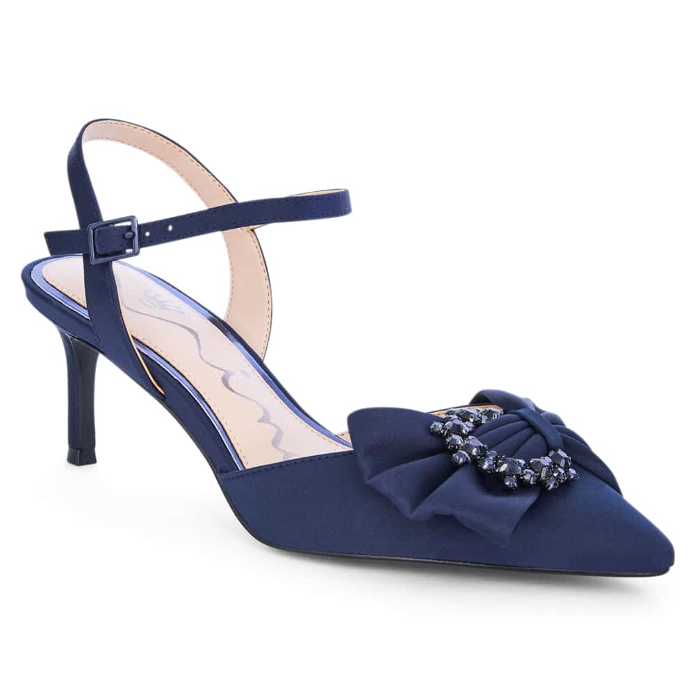 Naomia Heel in Navy Satin