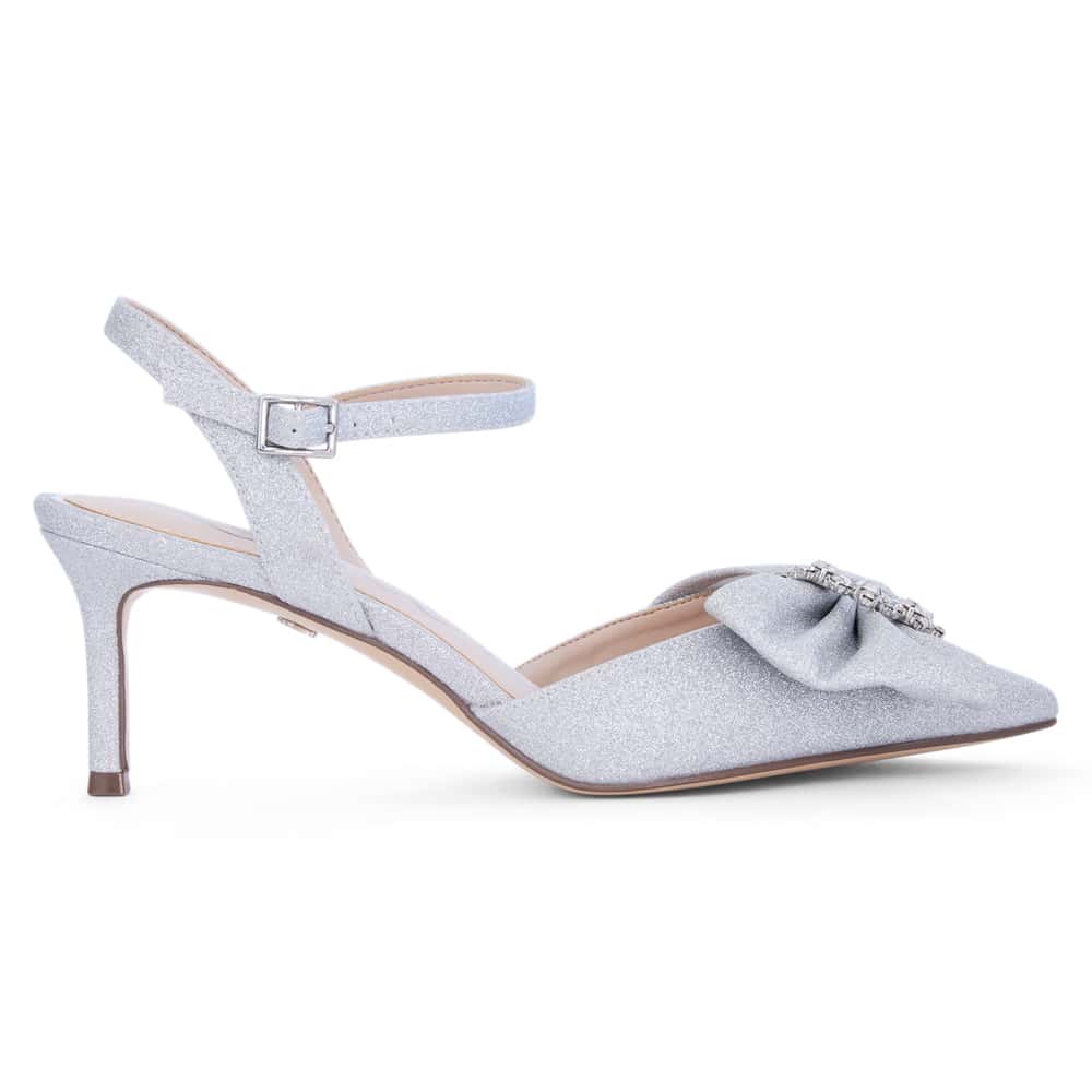 Naomia Heel in Silver Glitter