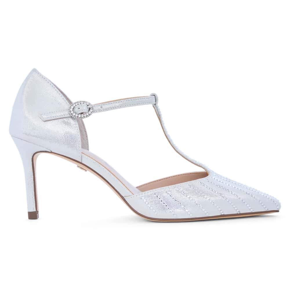 Neddie Heel in True Silver Suedette Suede