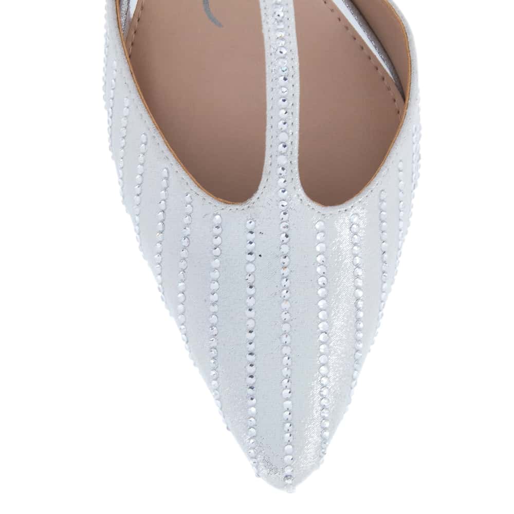 Neddie Heel in True Silver Suedette Suede