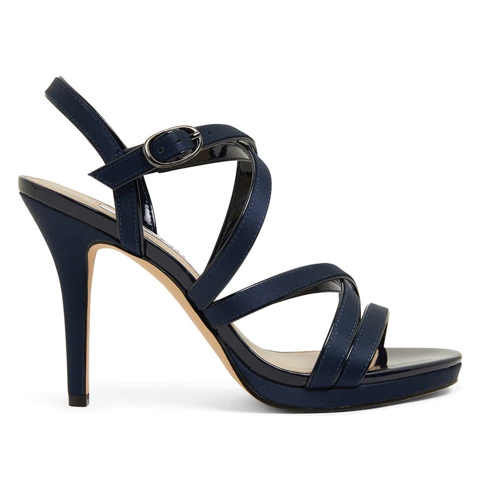 Reatha Heel in Navy Satin