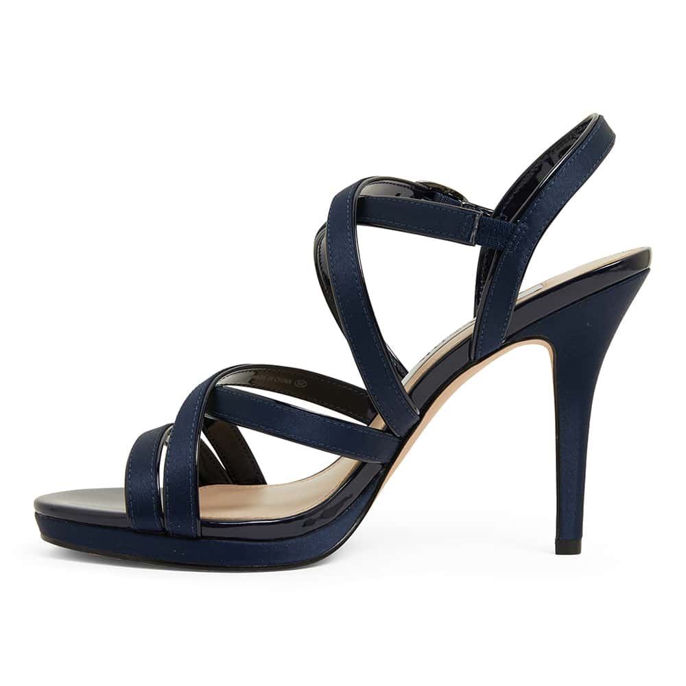 Reatha Heel in Navy Satin