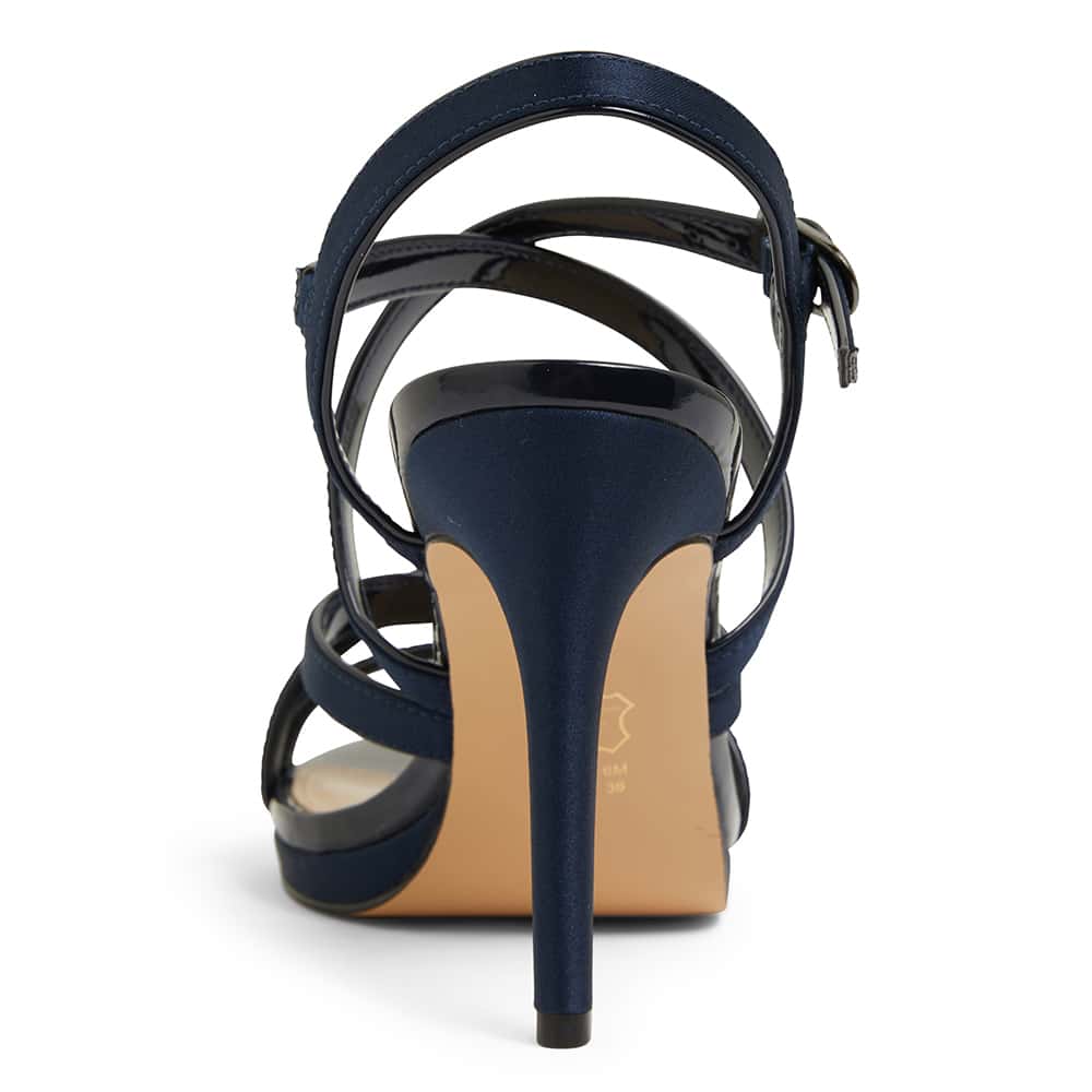 Reatha Heel in Navy Satin