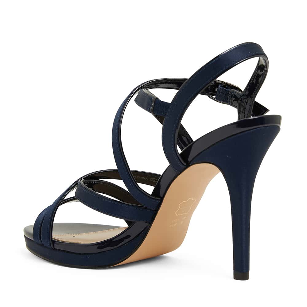 Reatha Heel in Navy Satin