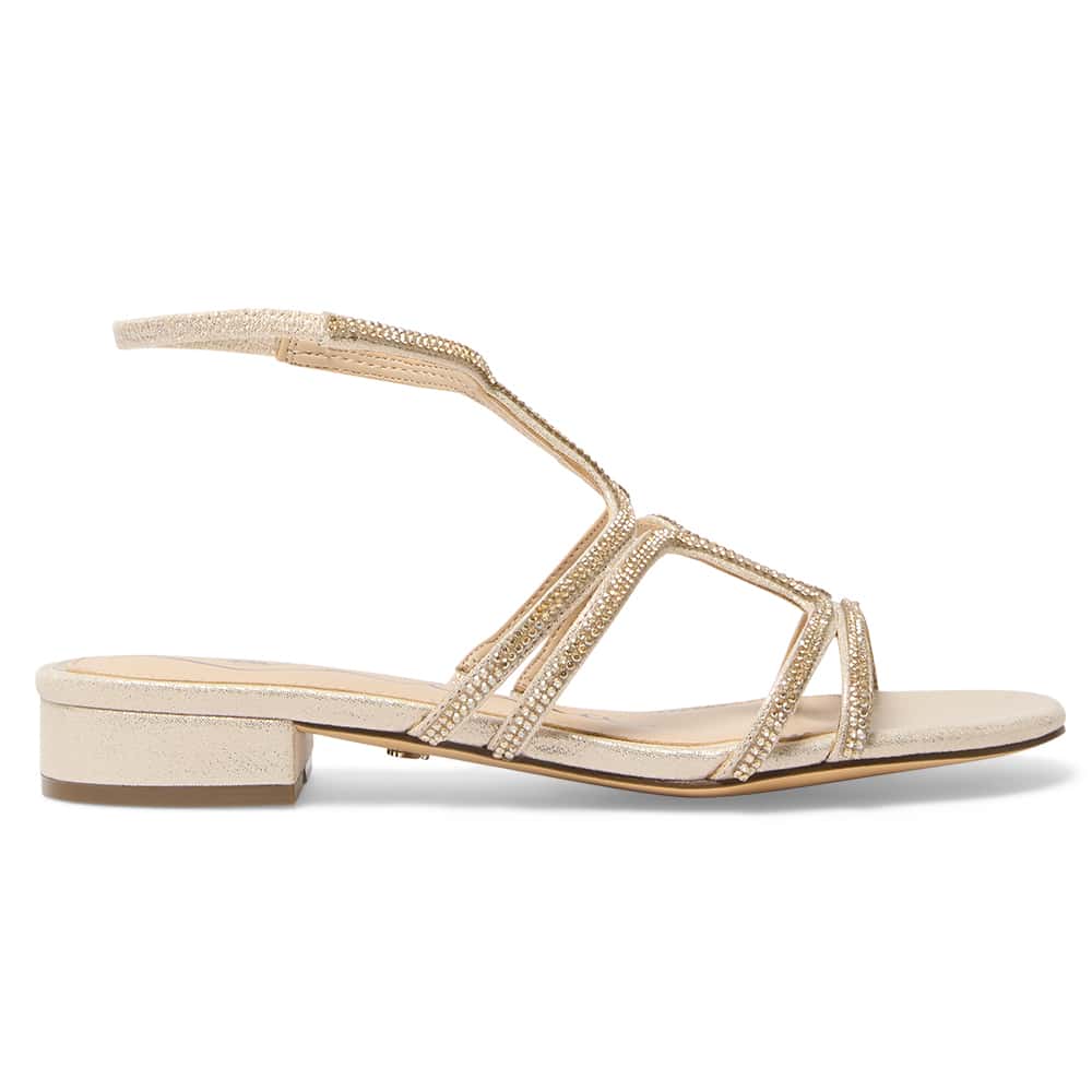 Sharyn Heel in Platino Shimmer Suedette