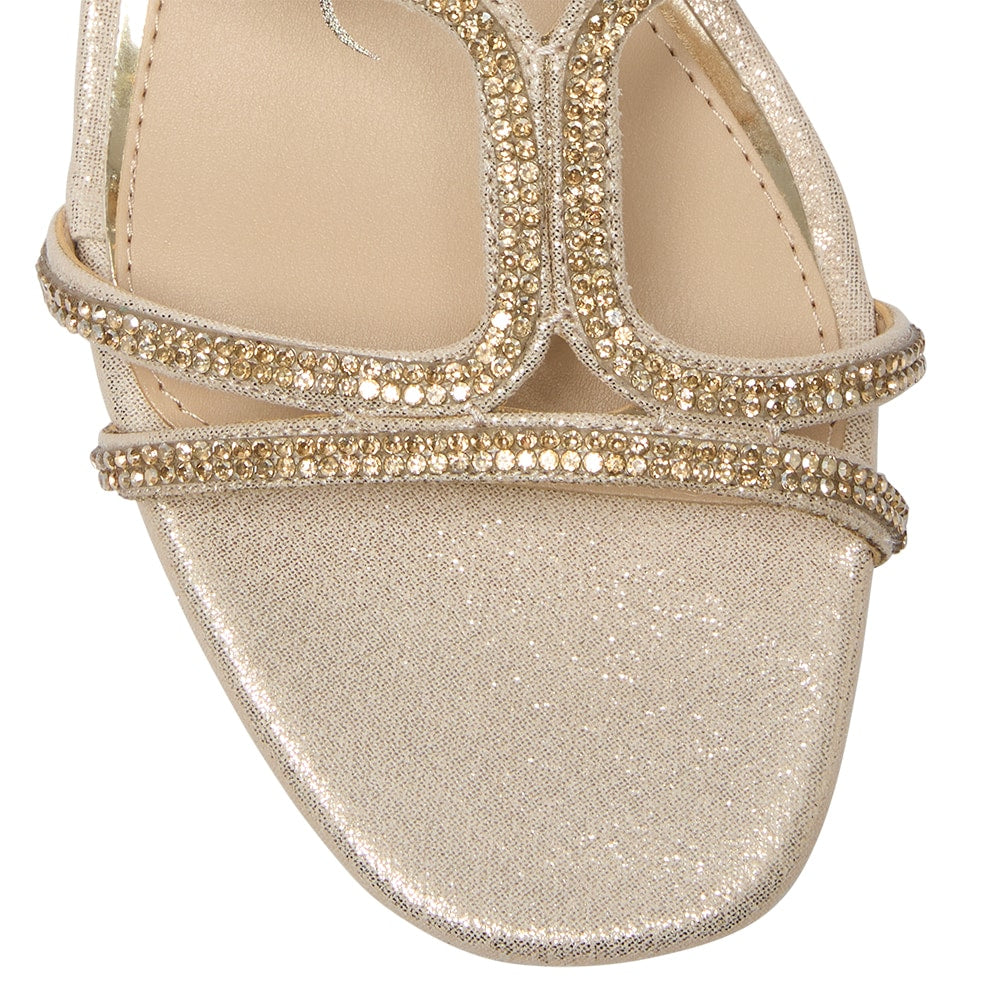 Sharyn Heel in Platino Shimmer Suedette
