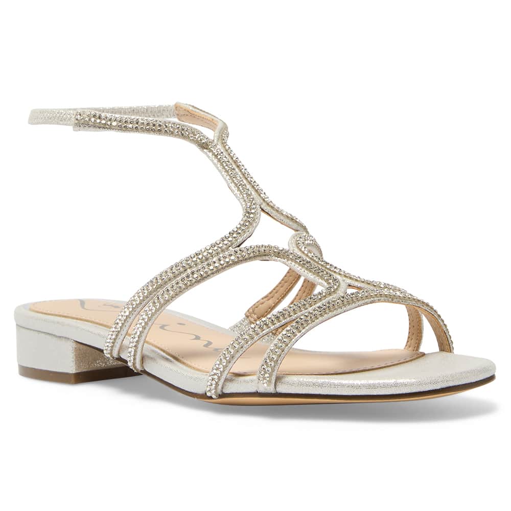 Sharyn Heel in Silver Shimmer Suedette