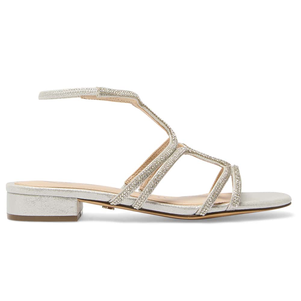 Sharyn Heel in Silver Shimmer Suedette