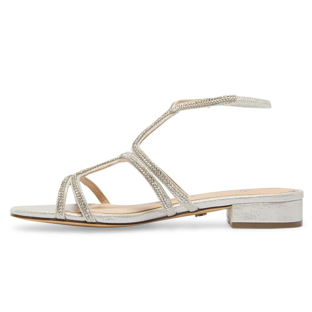 Sharyn Heel in Silver Shimmer Suedette