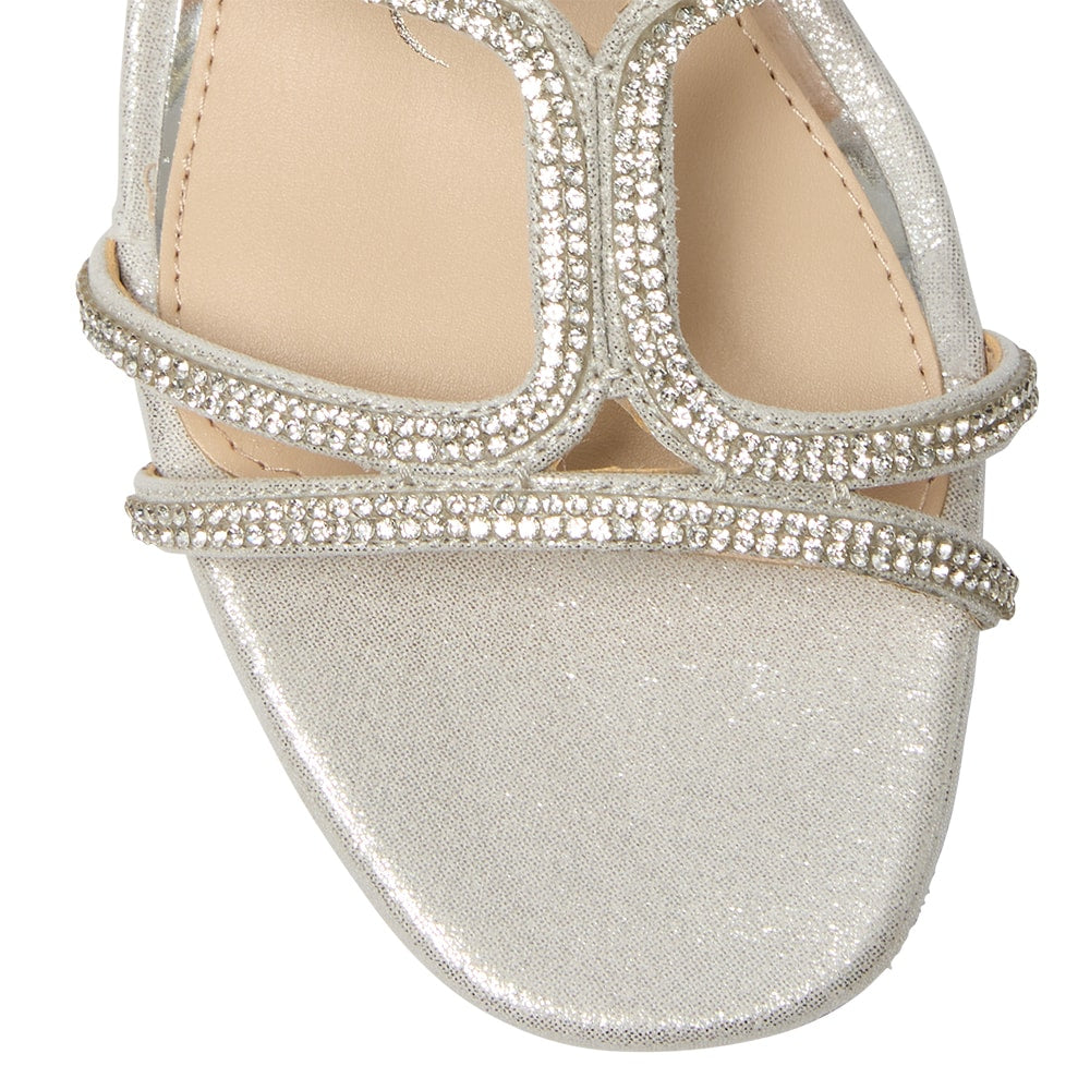 Sharyn Heel in Silver Shimmer Suedette