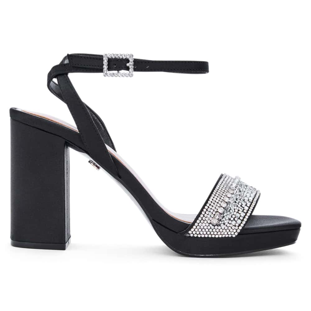 Sofina Heel in Black Satin