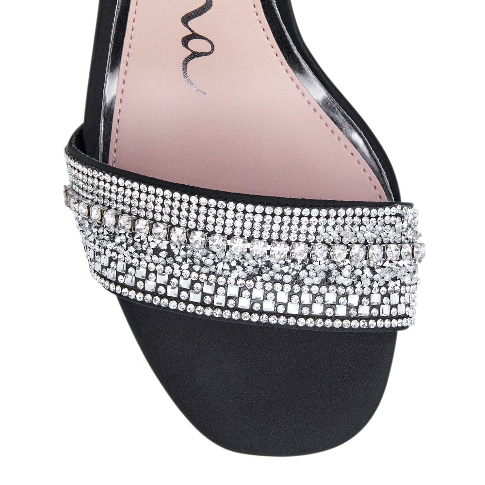 Sofina Heel in Black Satin