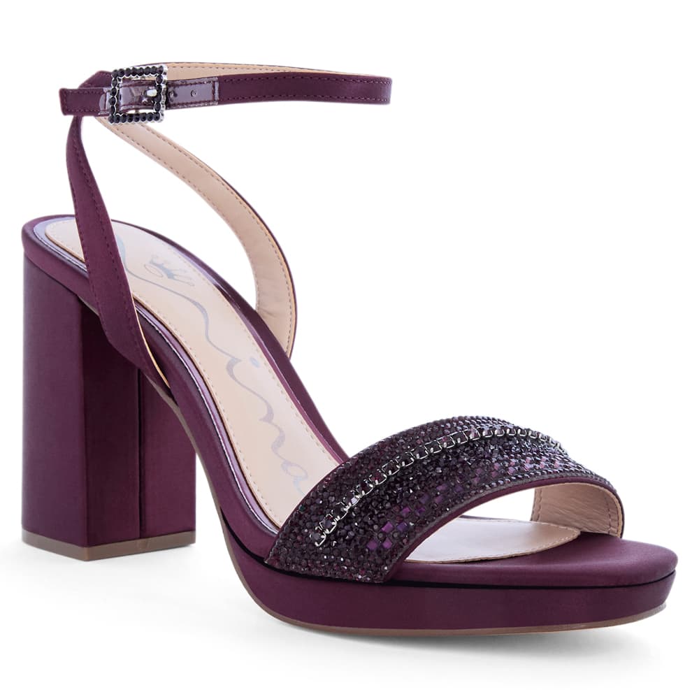 Sofina Heel in Bordeaux Crystal Satin Satin