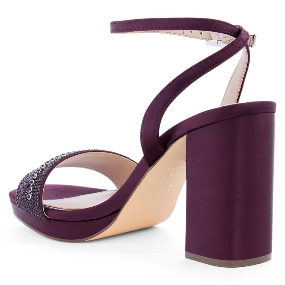 Sofina Heel in Bordeaux Crystal Satin Satin
