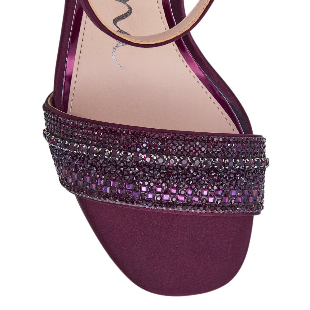 Sofina Heel in Bordeaux Crystal Satin Satin