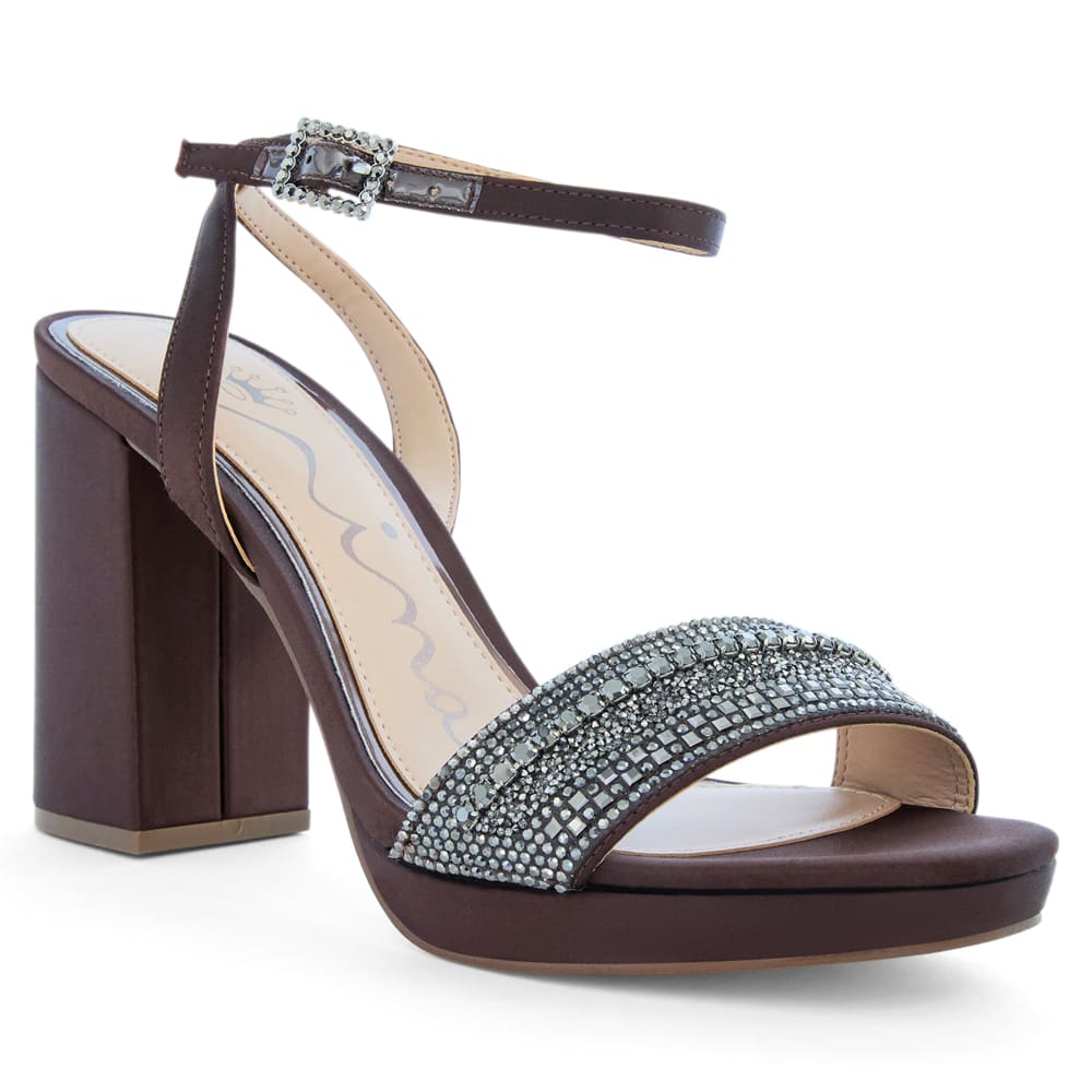Sofina Heel in Chocolate Crystal Satin Satin
