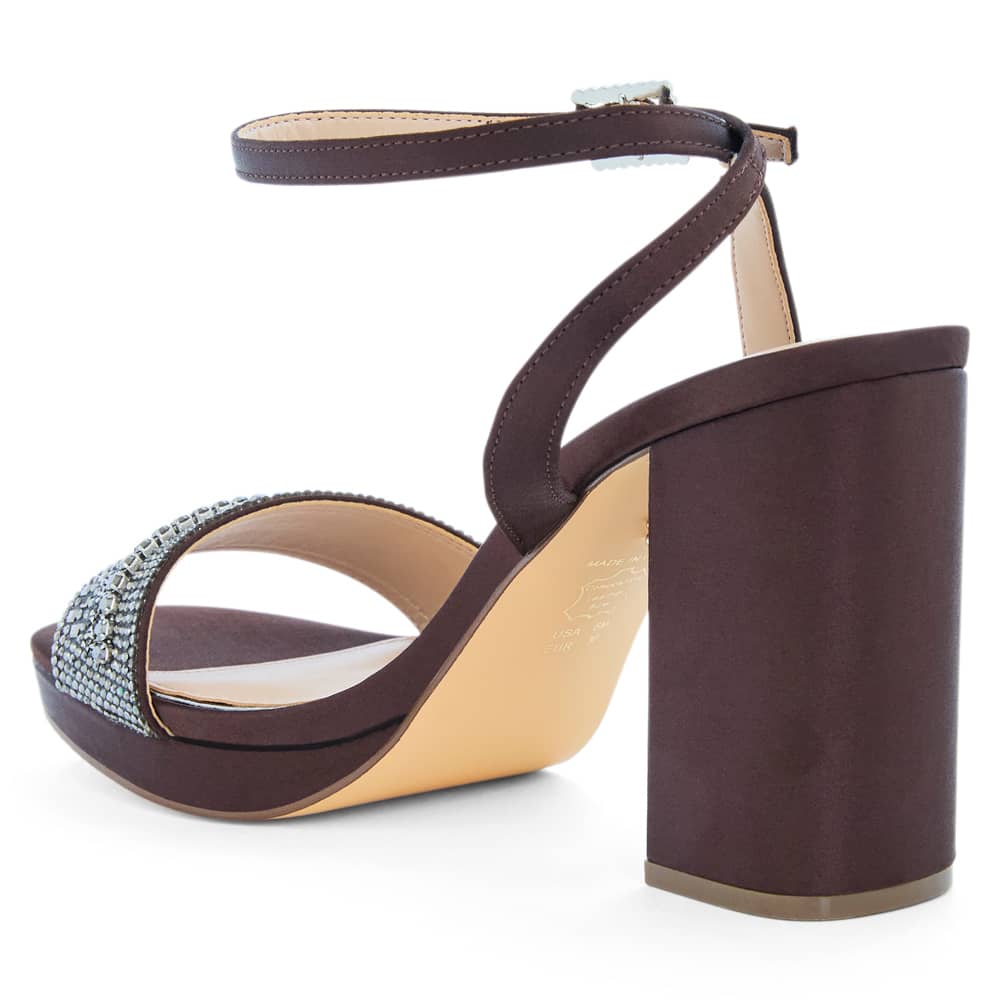 Sofina Heel in Chocolate Crystal Satin Satin