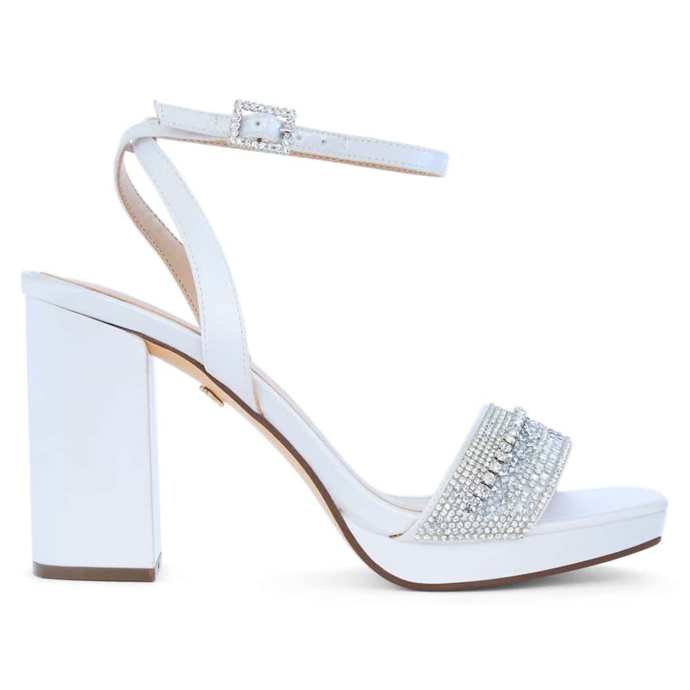 Sofina Heel in White Crystal Satin
