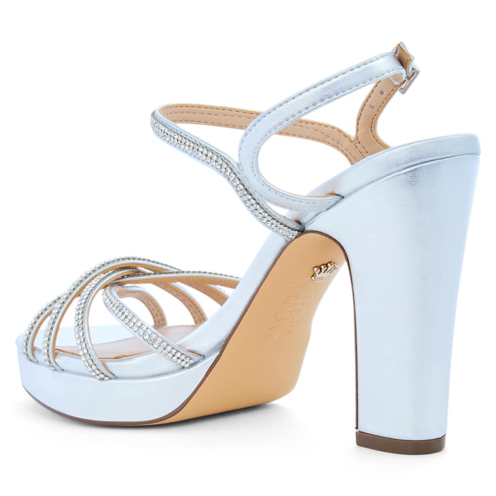 Sybel Heel in Silver Metal Glaze