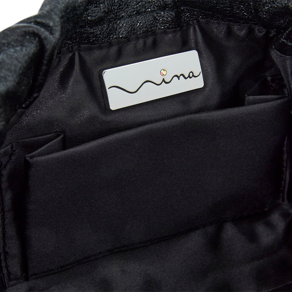 Thea Evening Bag in Black Fabric