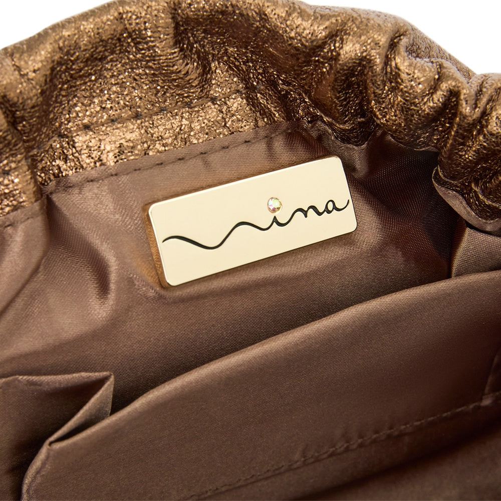 Thea Evening Bag in Bronze Fabric