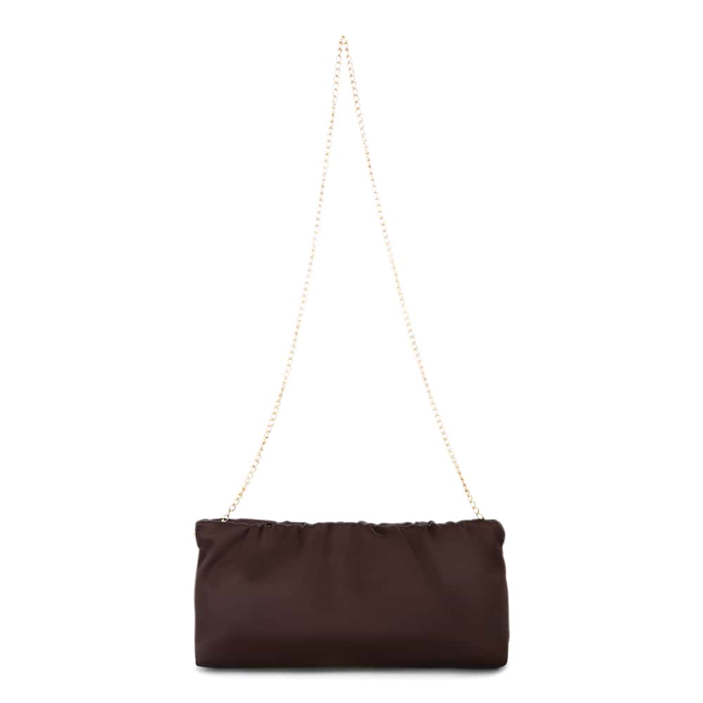 Thea Evening Bag in Chocolate Satin Satin