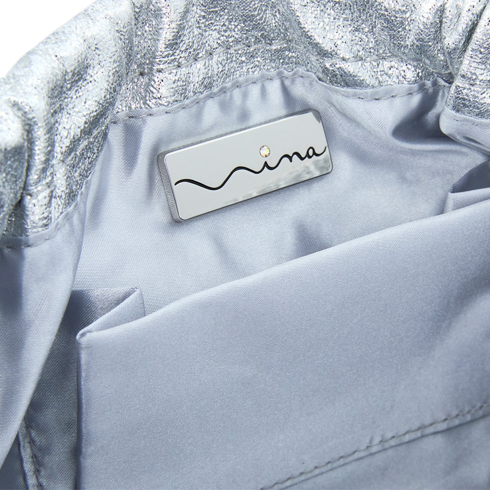Thea Evening Bag in Silver Fabric