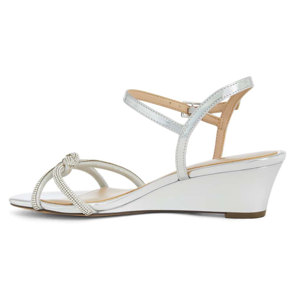 Valeria Wedge in Silver Luna Foil