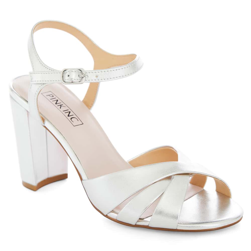 Audrey Heel in Silver Metallic Leather