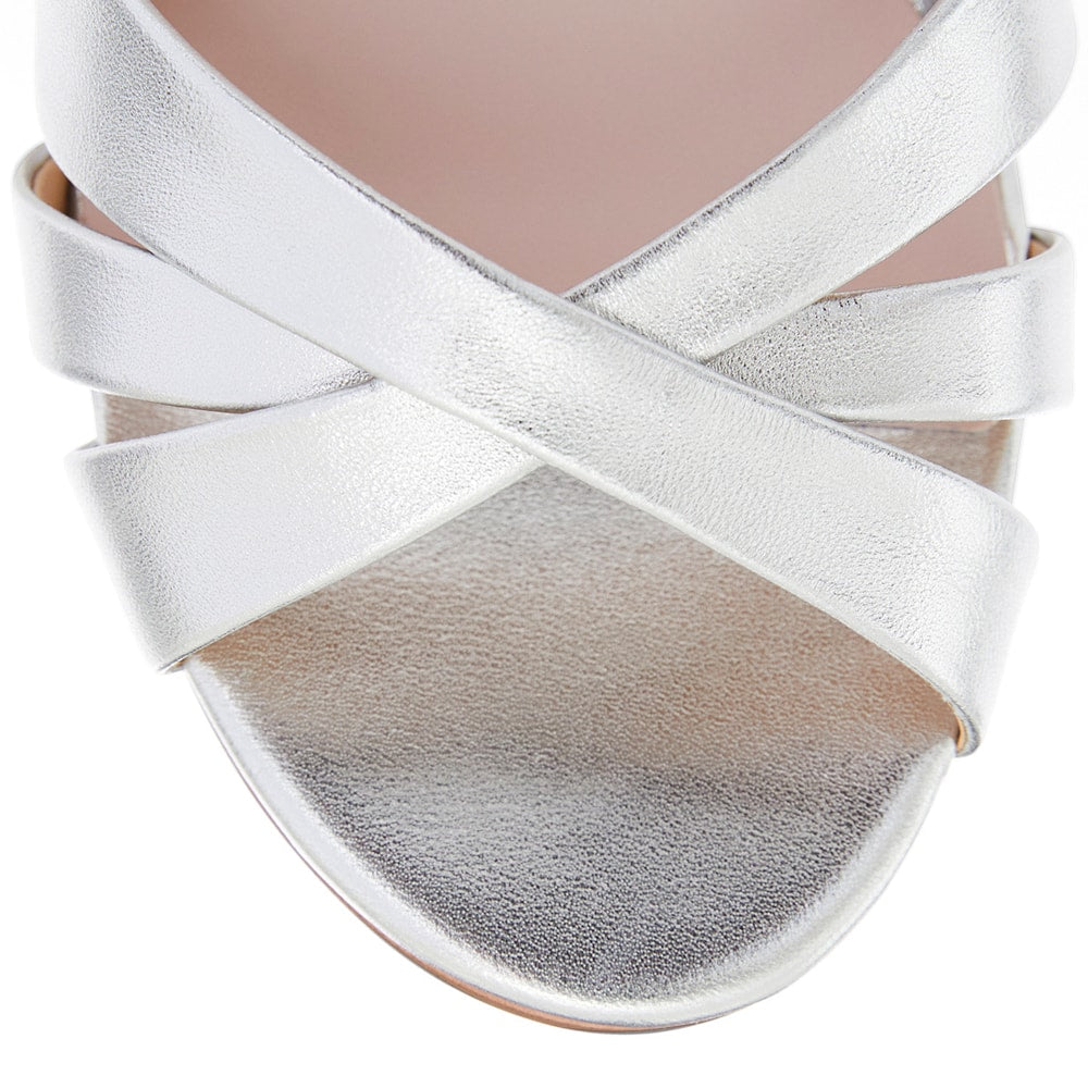 Audrey Heel in Silver Metallic Leather