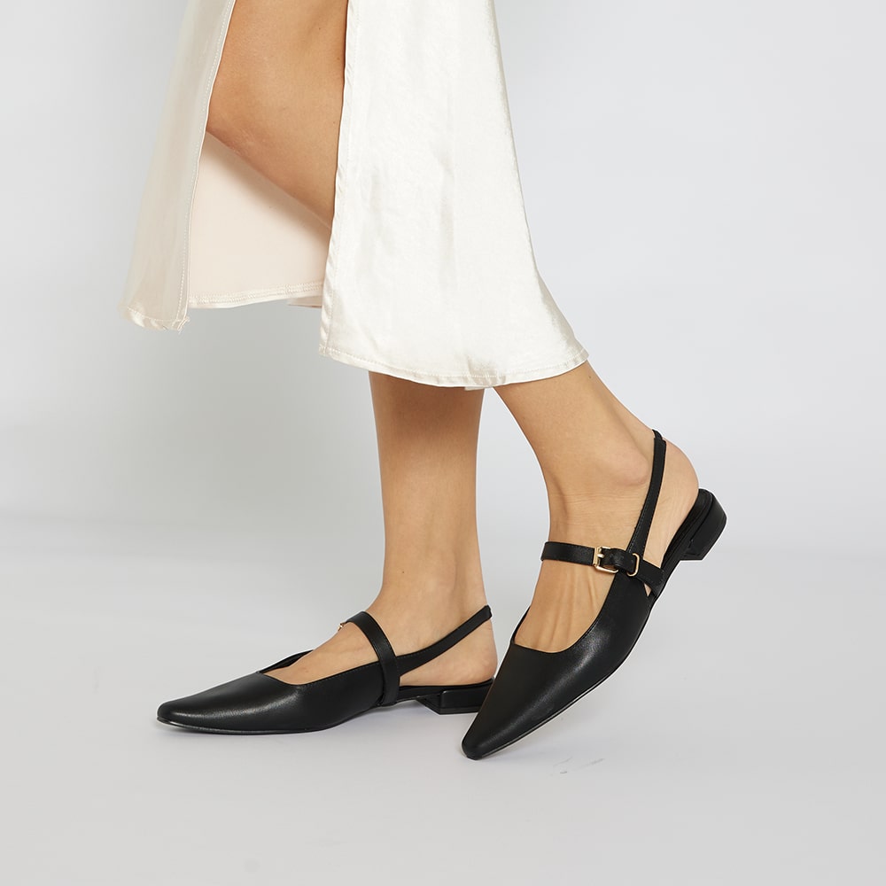 Bianca Flat in Black Smooth - Main Image
