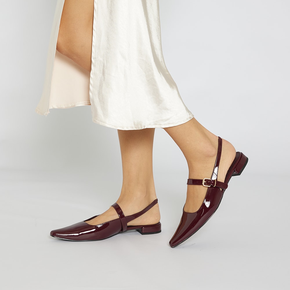 Bianca Ballet Flat in Wine Patent