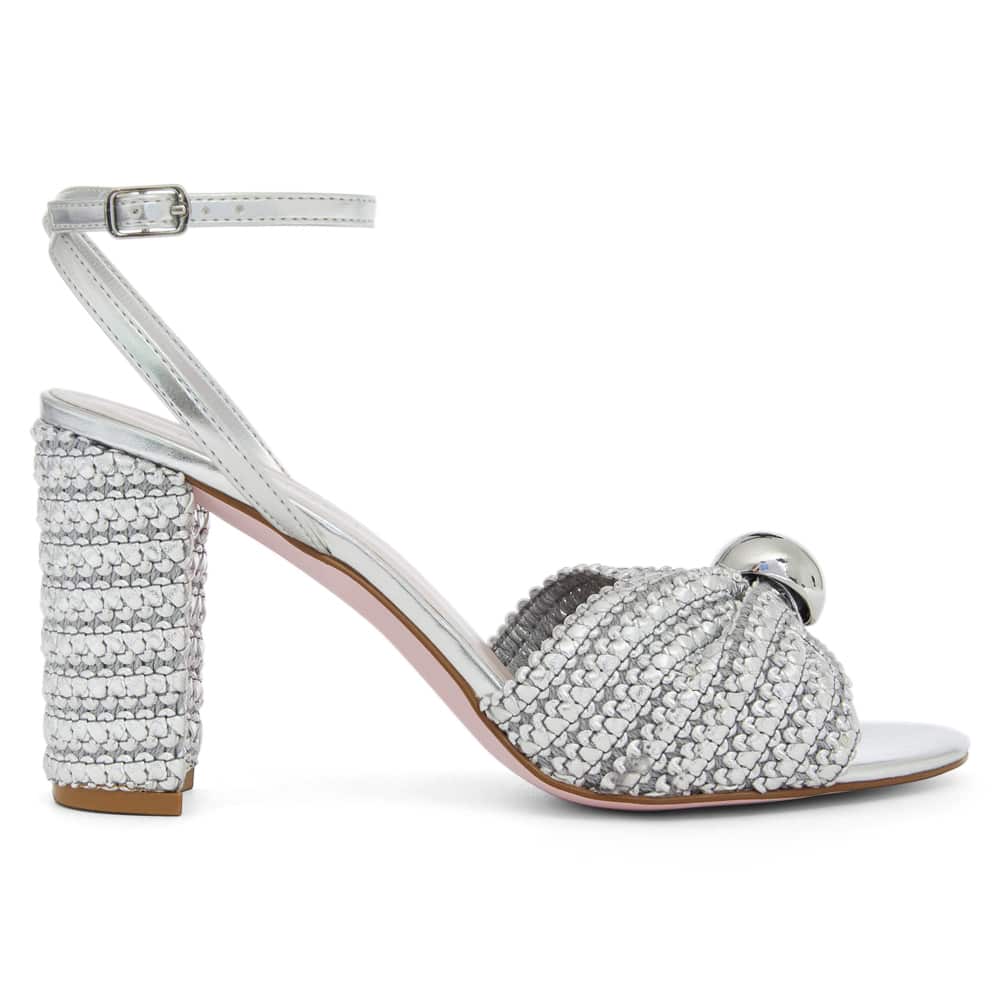 Heiress Heel in Silver Fabric