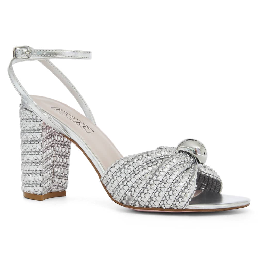 Heiress Heel in Silver Fabric