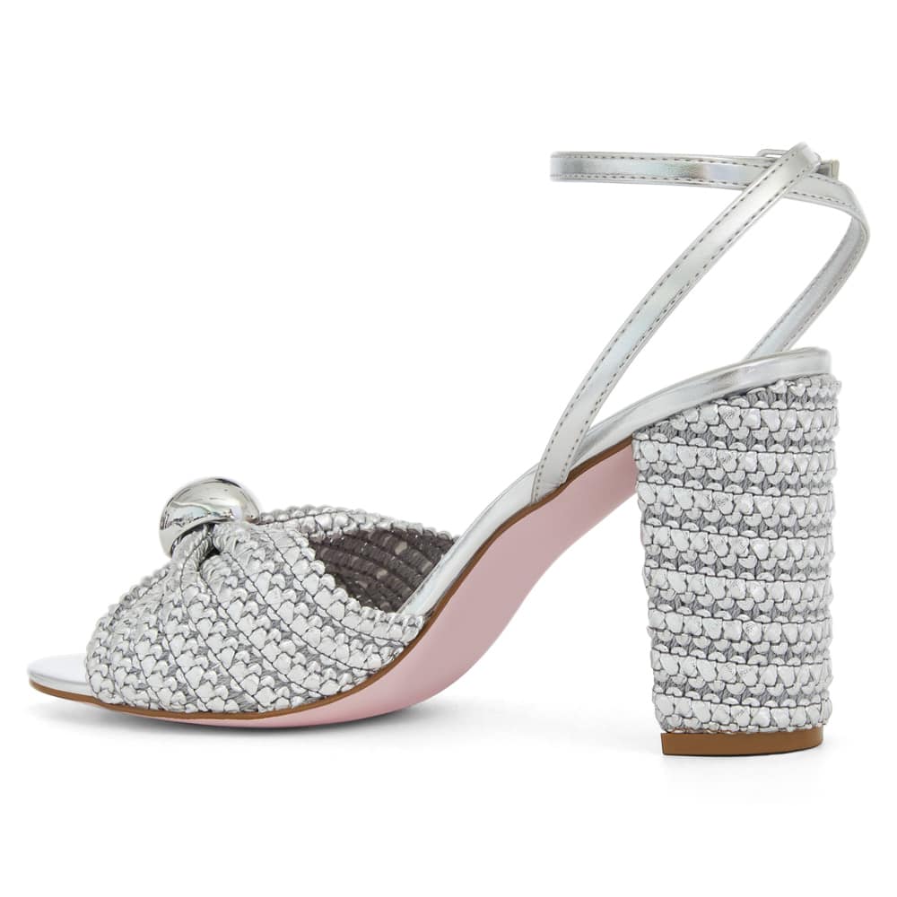 Heiress Heel in Silver Fabric