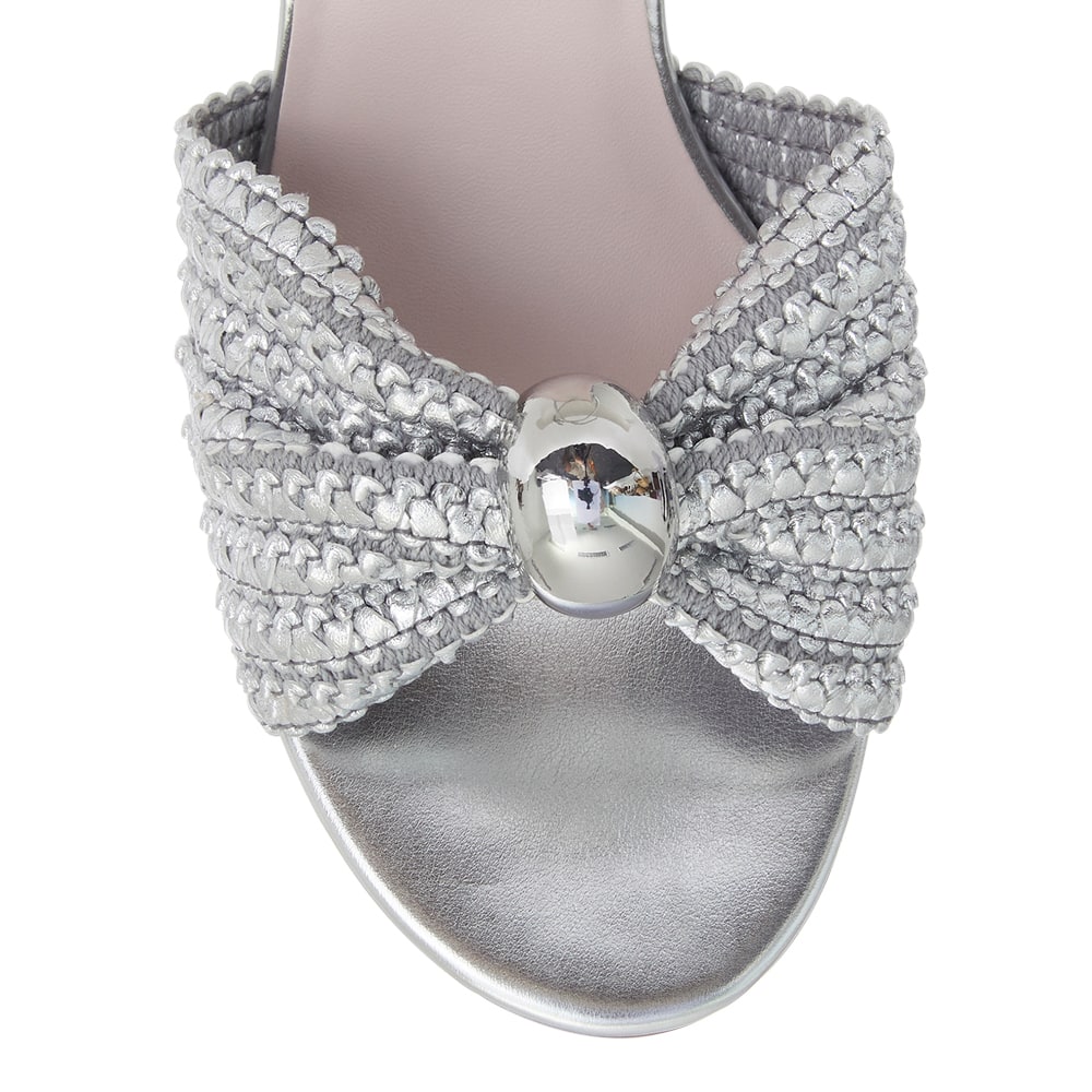 Heiress Heel in Silver Fabric