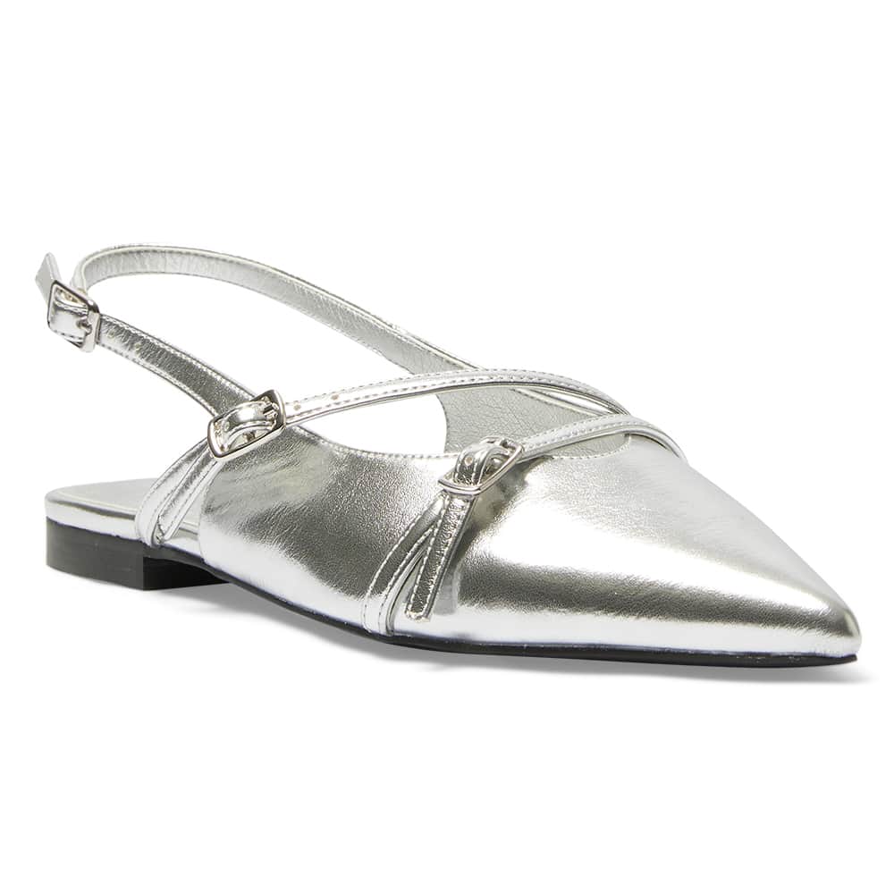 Inherit Ballet Flat in Silver Metallic Smooth