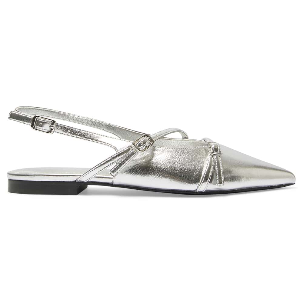 Inherit Ballet Flat in Silver Metallic Smooth