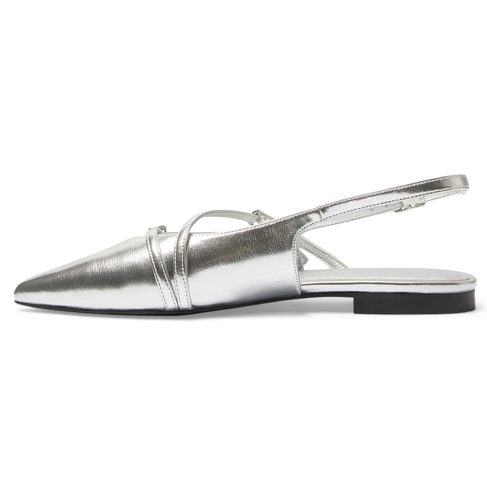 Inherit Ballet Flat in Silver Metallic Smooth