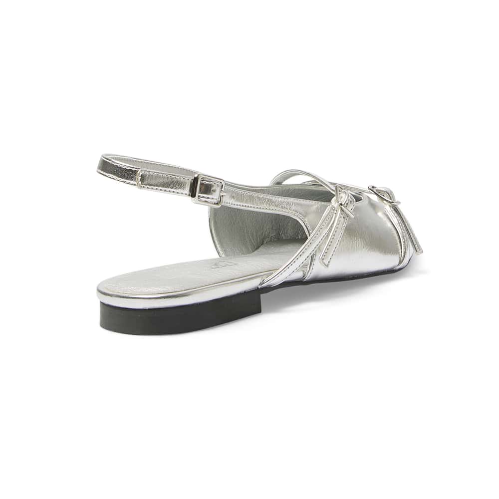 Inherit Ballet Flat in Silver Metallic Smooth