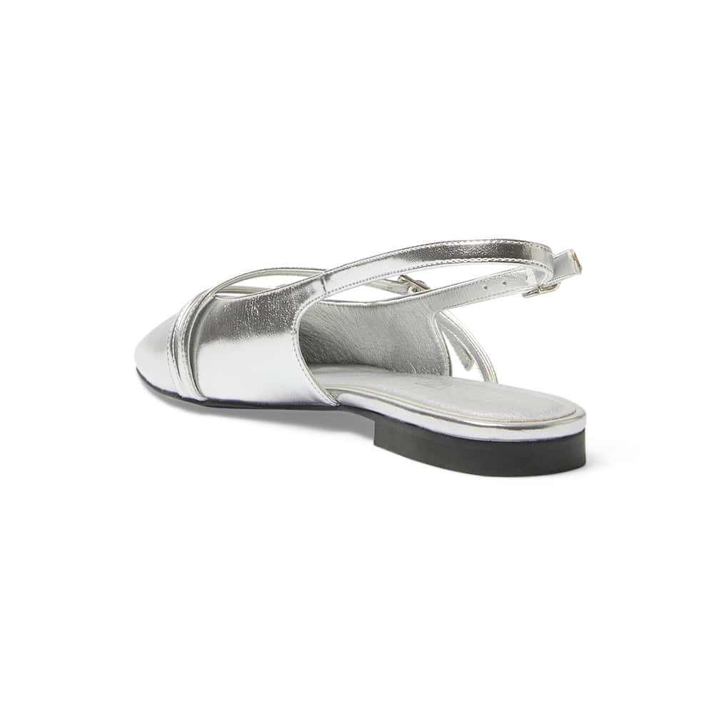 Inherit Ballet Flat in Silver Metallic Smooth