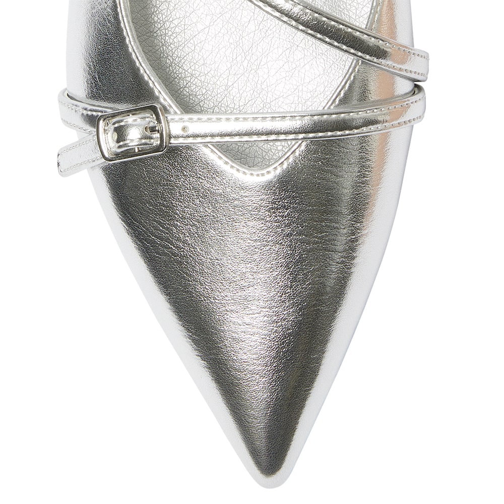 Inherit Ballet Flat in Silver Metallic Smooth