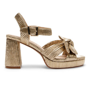 Pink Inc Sherbet Heel in Gold Pleat