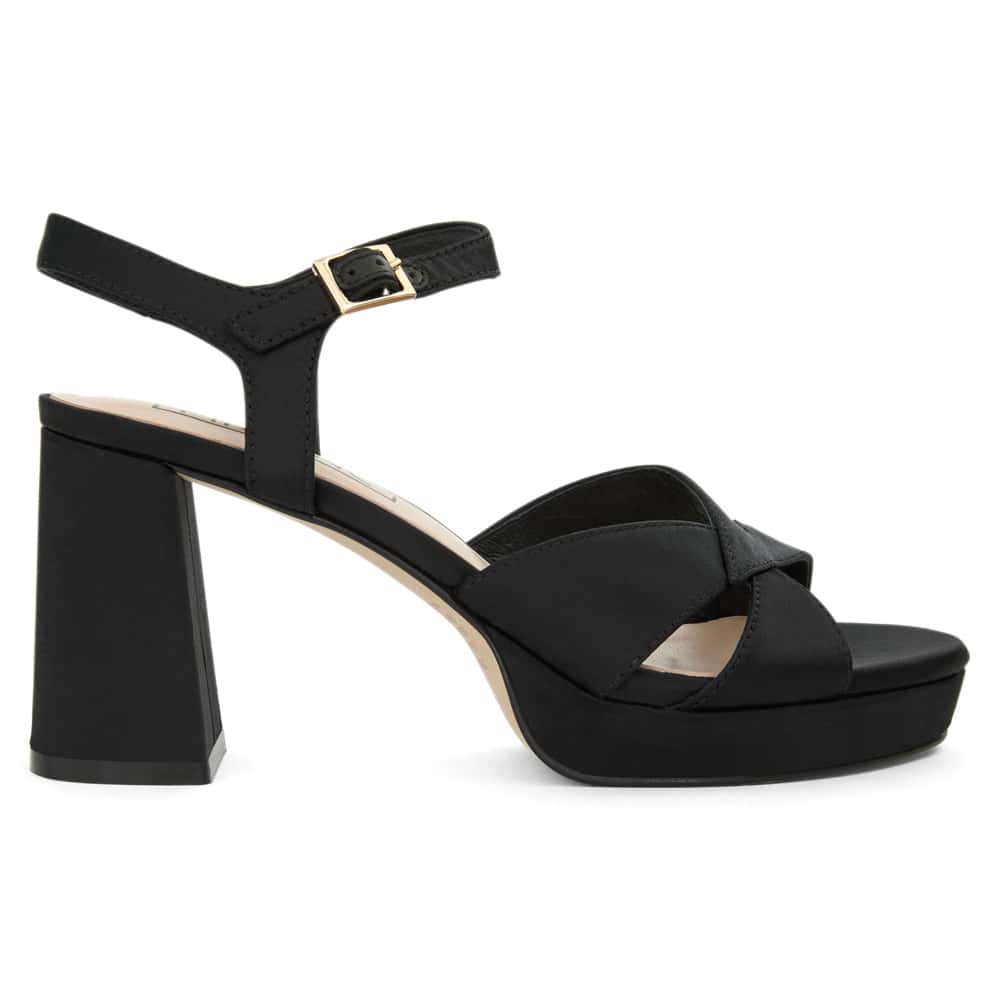 Skylar Heel in Black Satin
