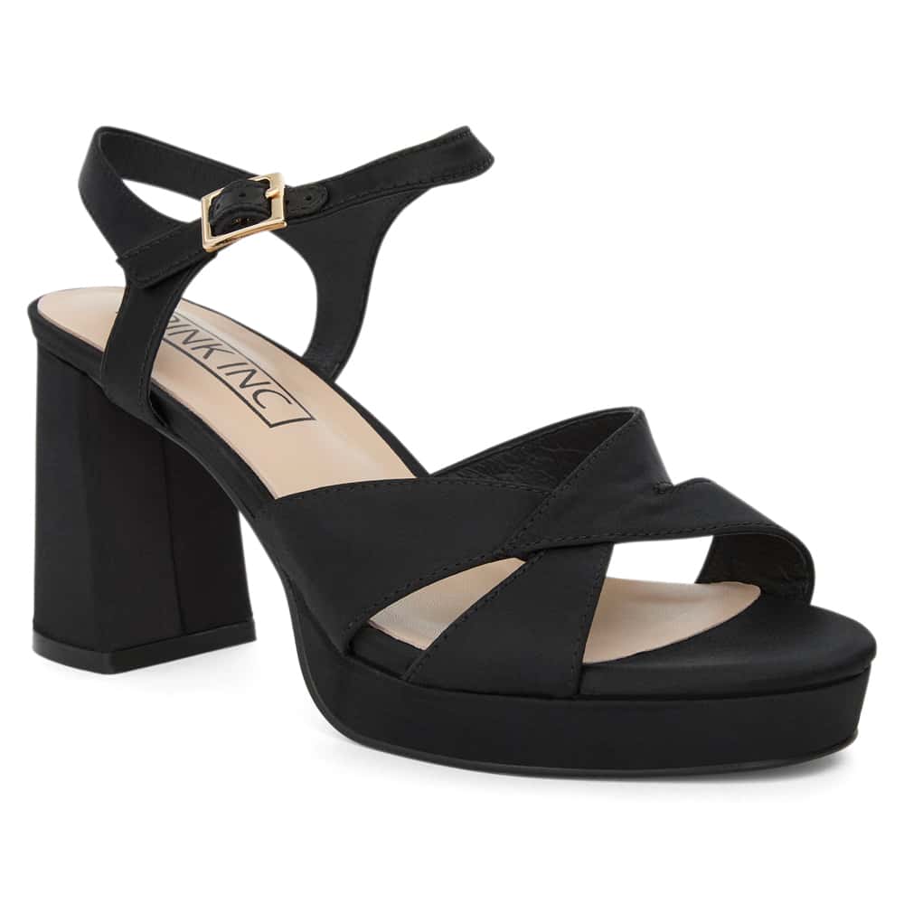 Skylar Heel in Black Satin