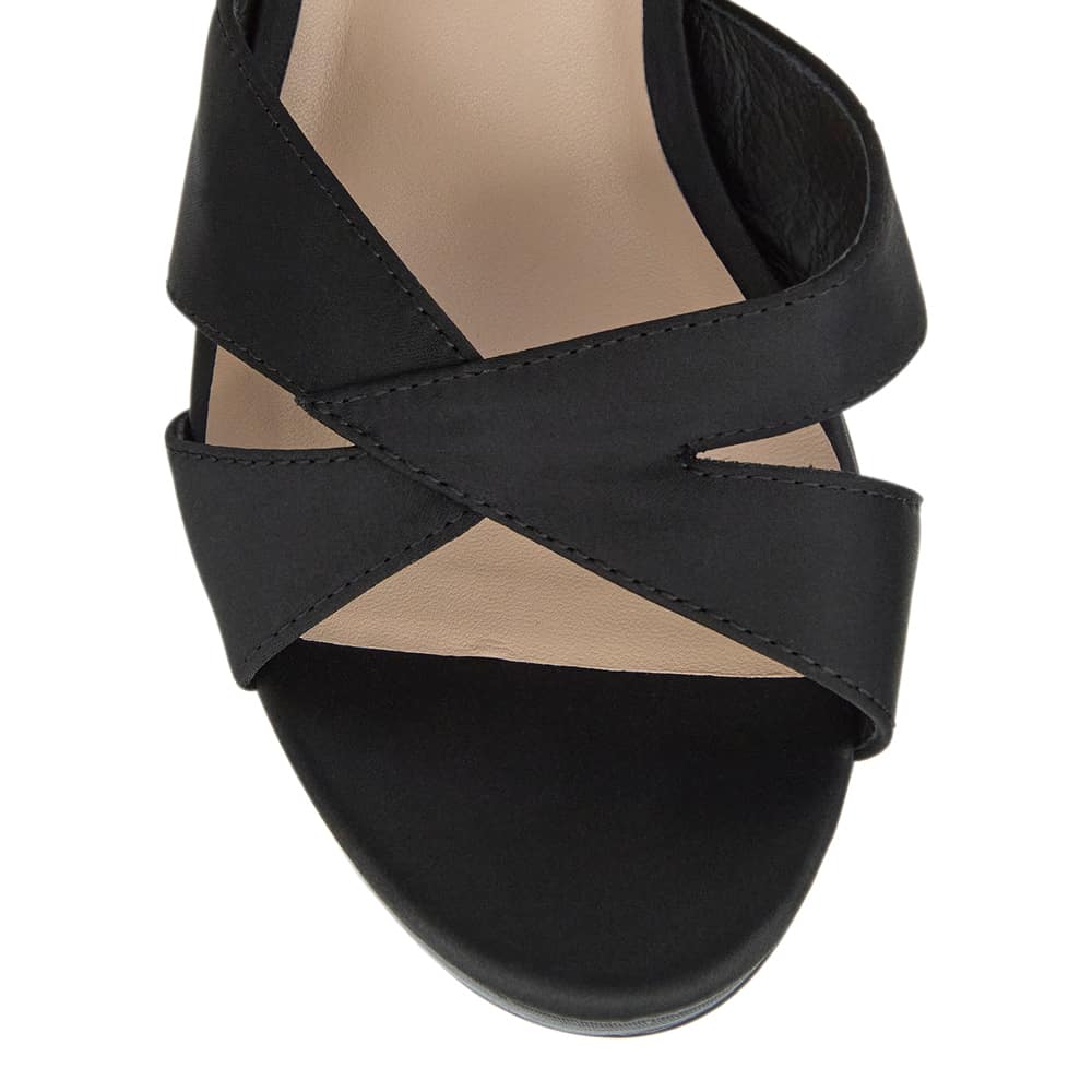 Skylar Heel in Black Satin