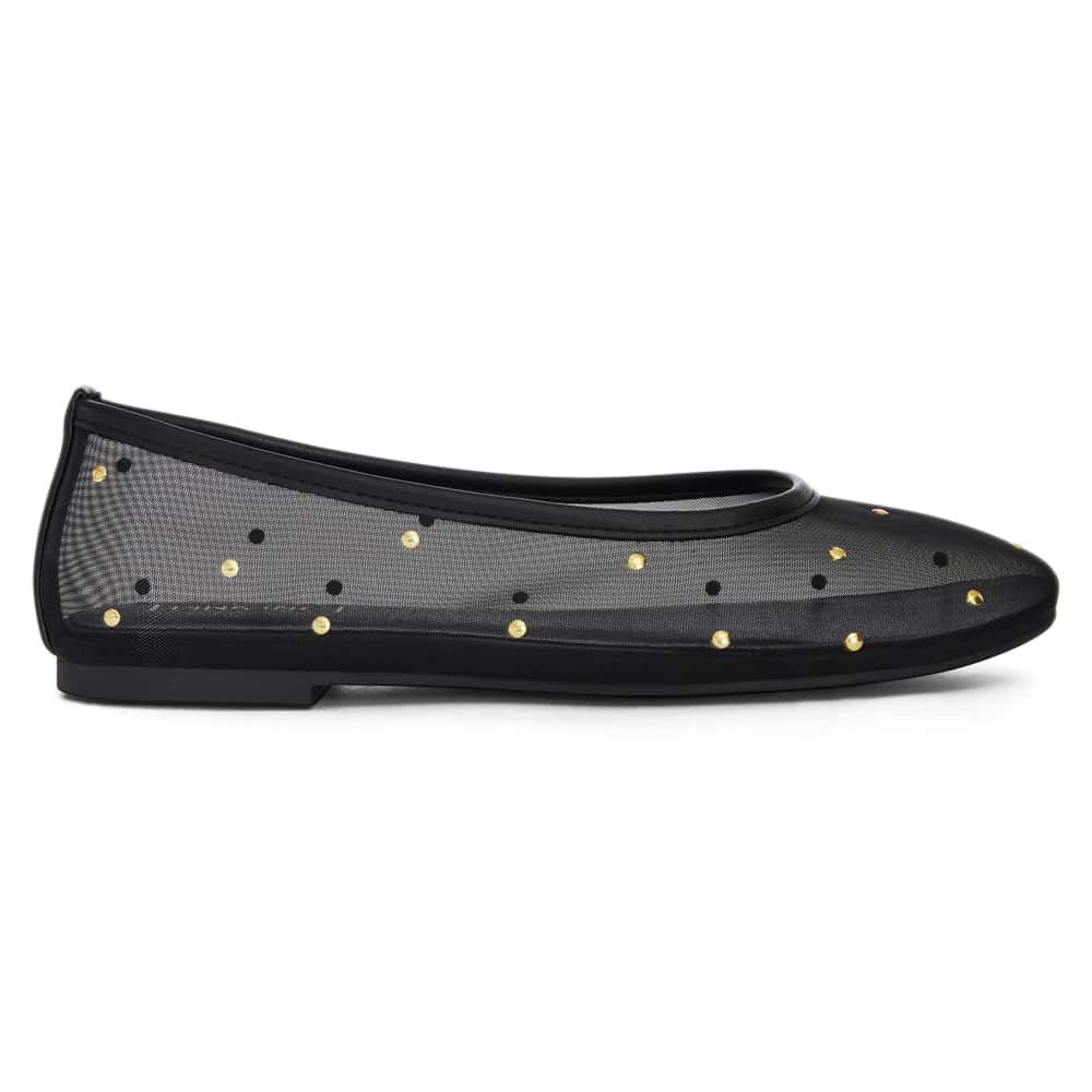 Sugar Ballet Flat in Black Mesh