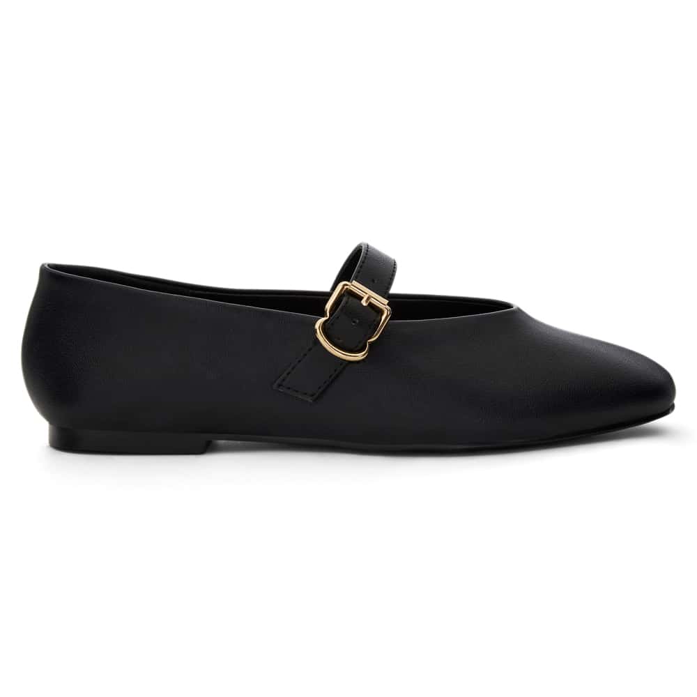 Charm Ballet Flat in Black Smooth