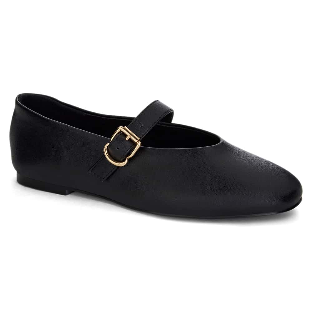 Charm Ballet Flat in Black Smooth